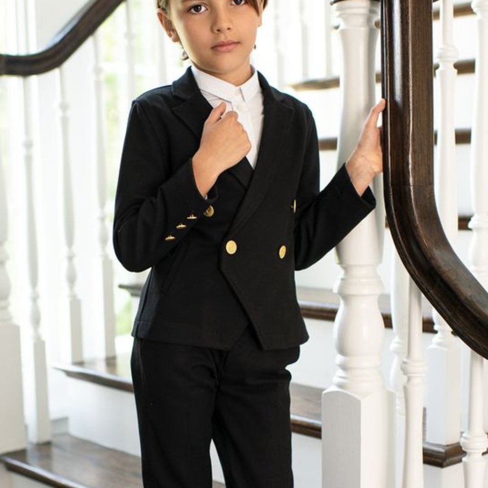 PETIT CLAIR 8 Brown Textured Double Breasted Blazer Suit Coat Jacket